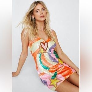 ERAS TOUR Nastygal Heart Star Sequin Dress